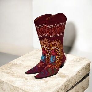 Embroidered Red Cowboy Boots